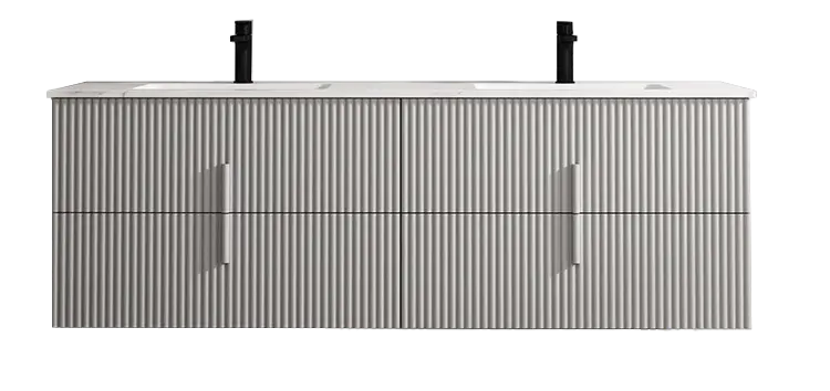 63" Deluxe Grey Floating Double Sink Bathroom Cabinet SY81802160B