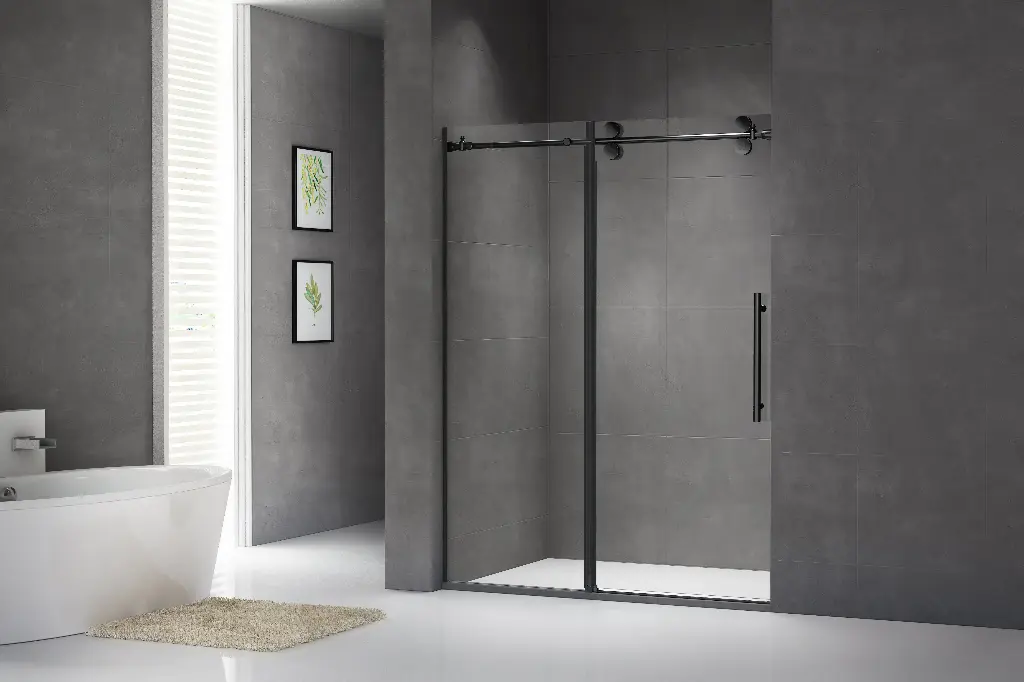 Double Rolling Sliding Glass Shower Doors SY56212(Matte Black)