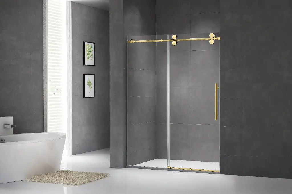 Double Rolling Sliding Glass Shower Doors SY56212(Brushed Gold)