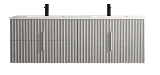 63" Deluxe Grey Floating Double Sink Bathroom Cabinet SY81802160B