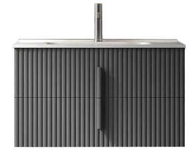 31" Luxury Grey Floating Bathroom Cabinet Set with Porcelain Countertop SY8180280B