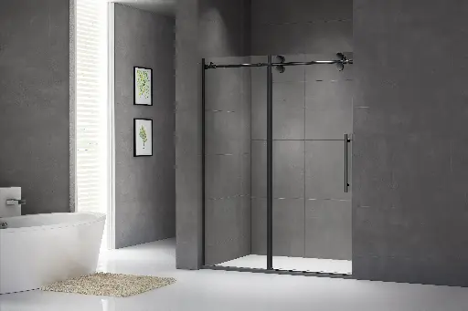Double Rolling Sliding Glass Shower Doors SY56212(Matte Black)