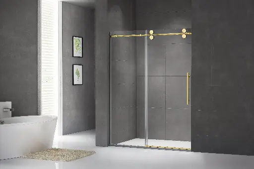 Double Rolling Sliding Glass Shower Doors SY56212(Brushed Gold)